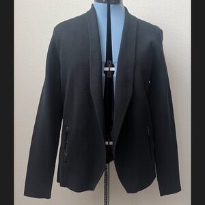 Banana Republic Cardigan Sweater Blazer Cotton Knit Black Open Front Large NWOT